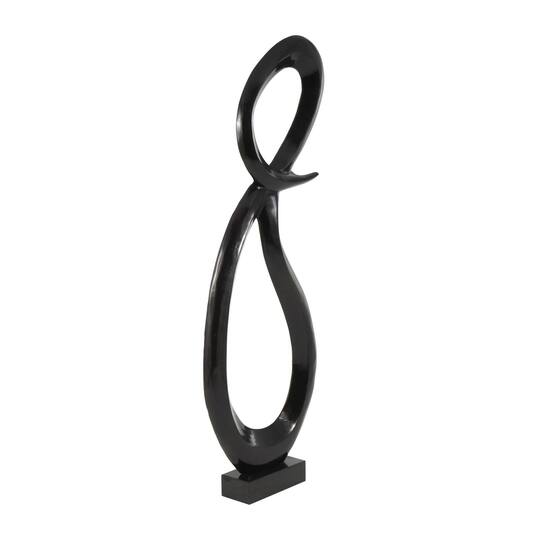 22.25" Black Aluminum Abstract Looped Floor Sculpture with Marble Base